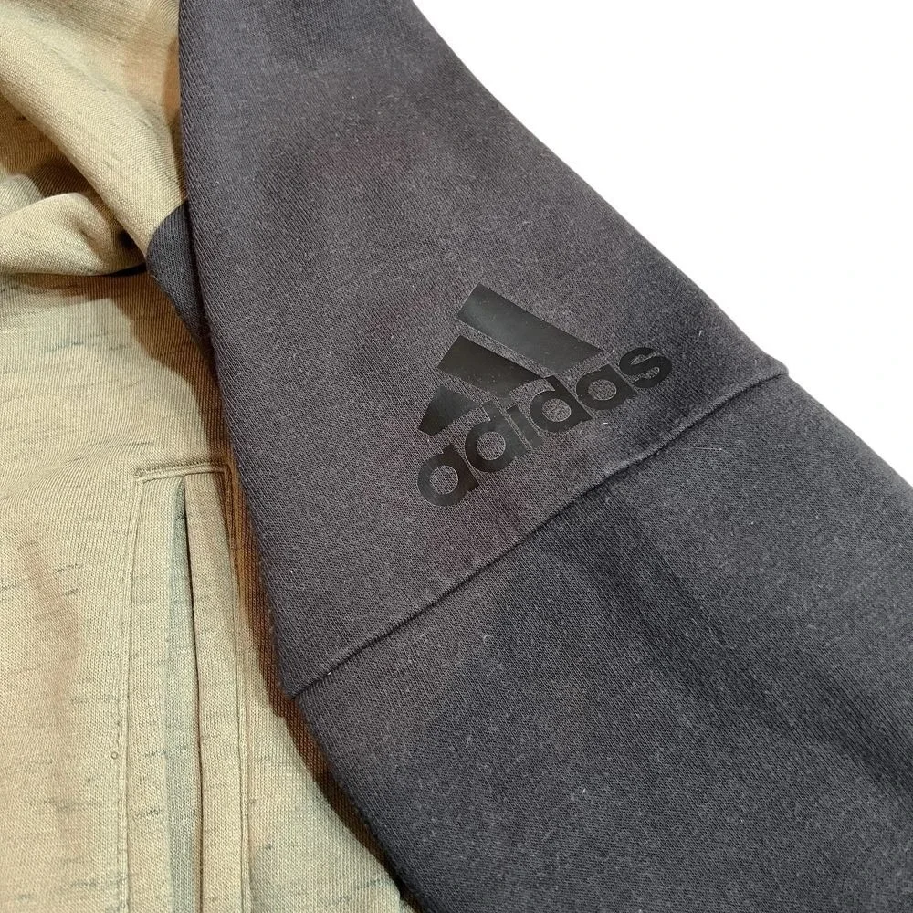 Adidas Cardigan Sweatshirt Mens M Marled Olive Gray Mock Neck Zip Front Pockets